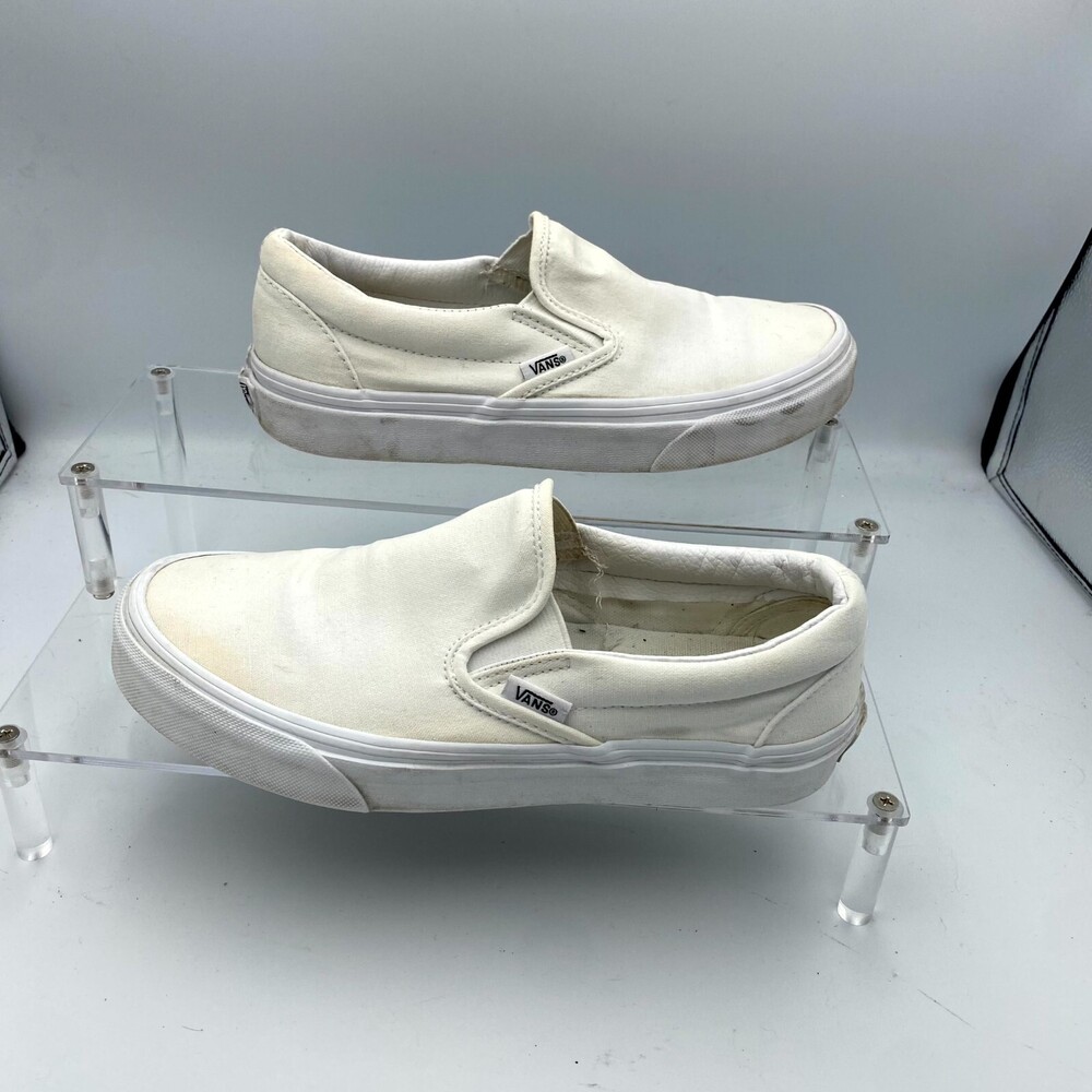 Vans Classic Unisex US M5.5/W7 Sneakers Ivory Canvas Slip-On Skateboard Shoes